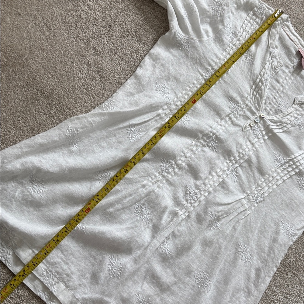 saint Tropez West white embroidered tunic 100% linen size L - Picture 7 of 8